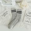 Women Autumn and Winter Warm Retro Striped Parallel Bars Twist Wool Tube Pile Socks