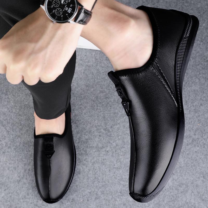 Fashion Luxury Brand Spring Loafers Adult Men Genuine Leather Business Dress Leather Shoes Pointed Soft Soled Comfortable Wedding Shoes