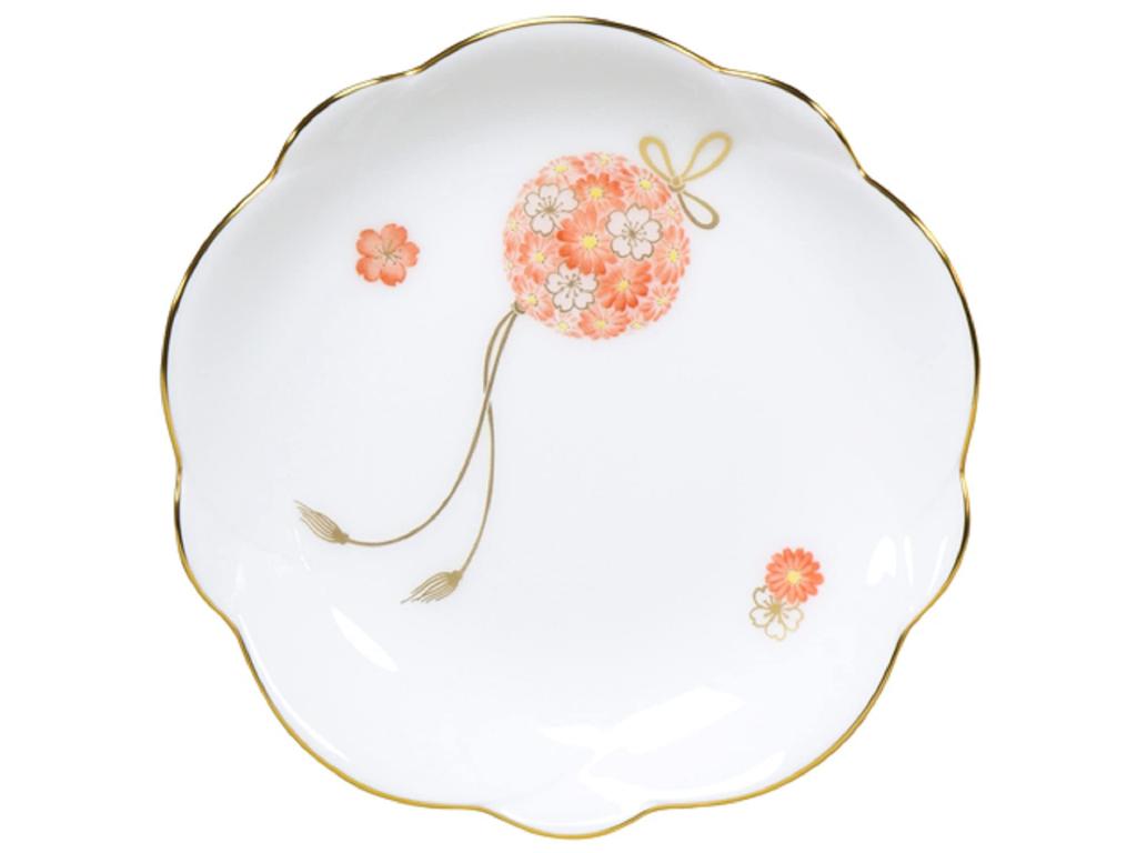 Okura Pottery "Hanamari" 13cm Plum-Shaped Small Plates, Set of 5, Made In Japan, 114HV/3221