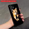 2DFlat Samsung Phone Case Orange Tabby Cat with Black Tie On Black Background Applicable To Galaxy S23 S24 S25ULTRA S26 A12 A14 A15 A16 A54 A55
