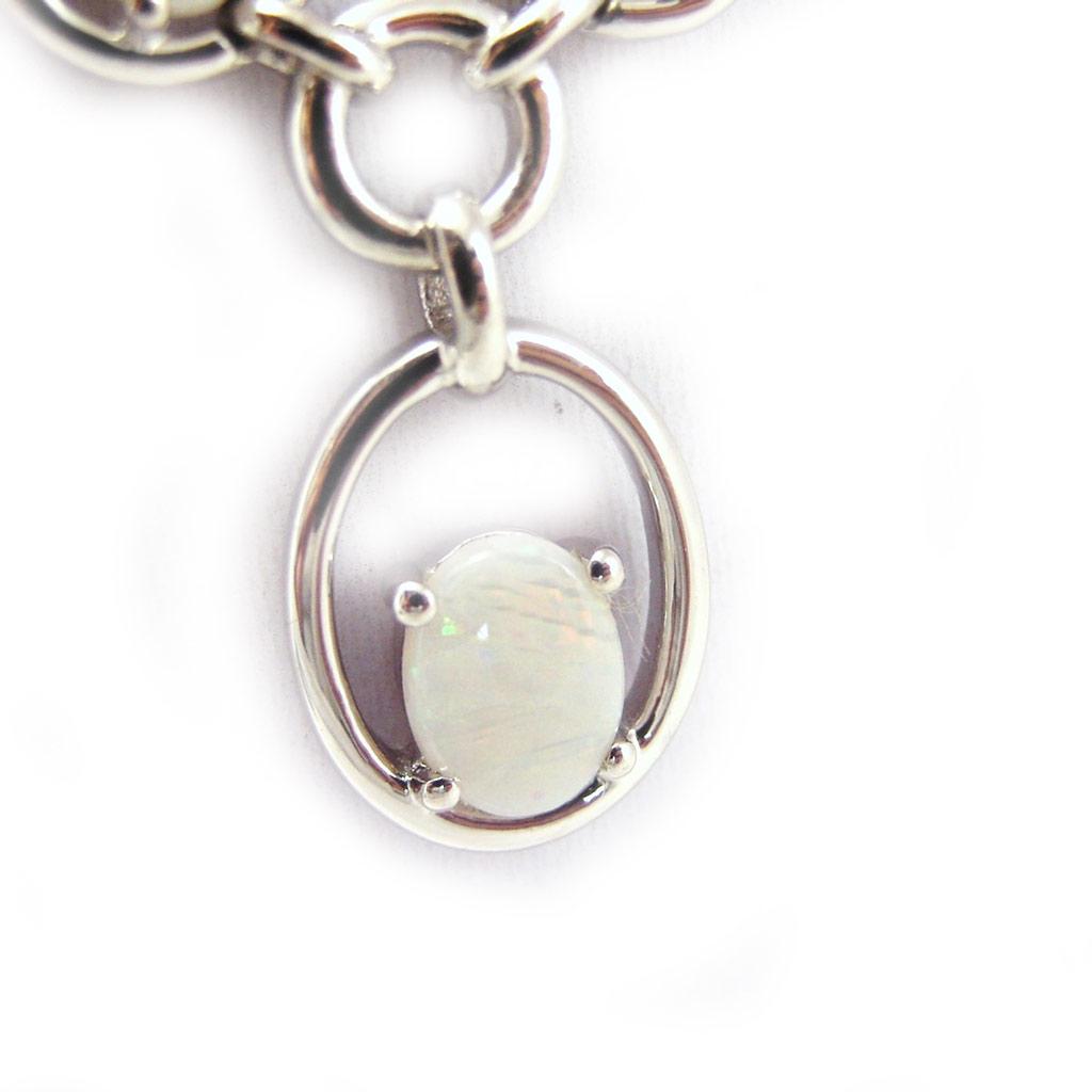 Les Trésors De Lily [G0800] - Silberkette 'Opal Goddess' weiß versilbert (rhodiniert) - 75x20 mm