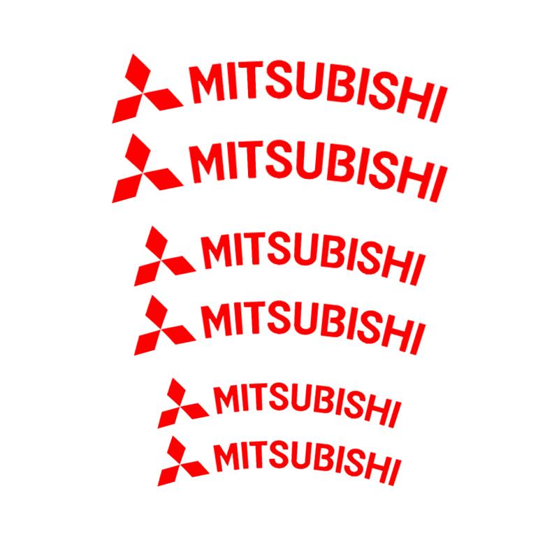 6pcs Car Wheel Caliper Stickers Vinyl Brake Decal for Mitsubishi Lancer Mirage OTO ASX L300 Montero L200 Outlander Delica Pajero