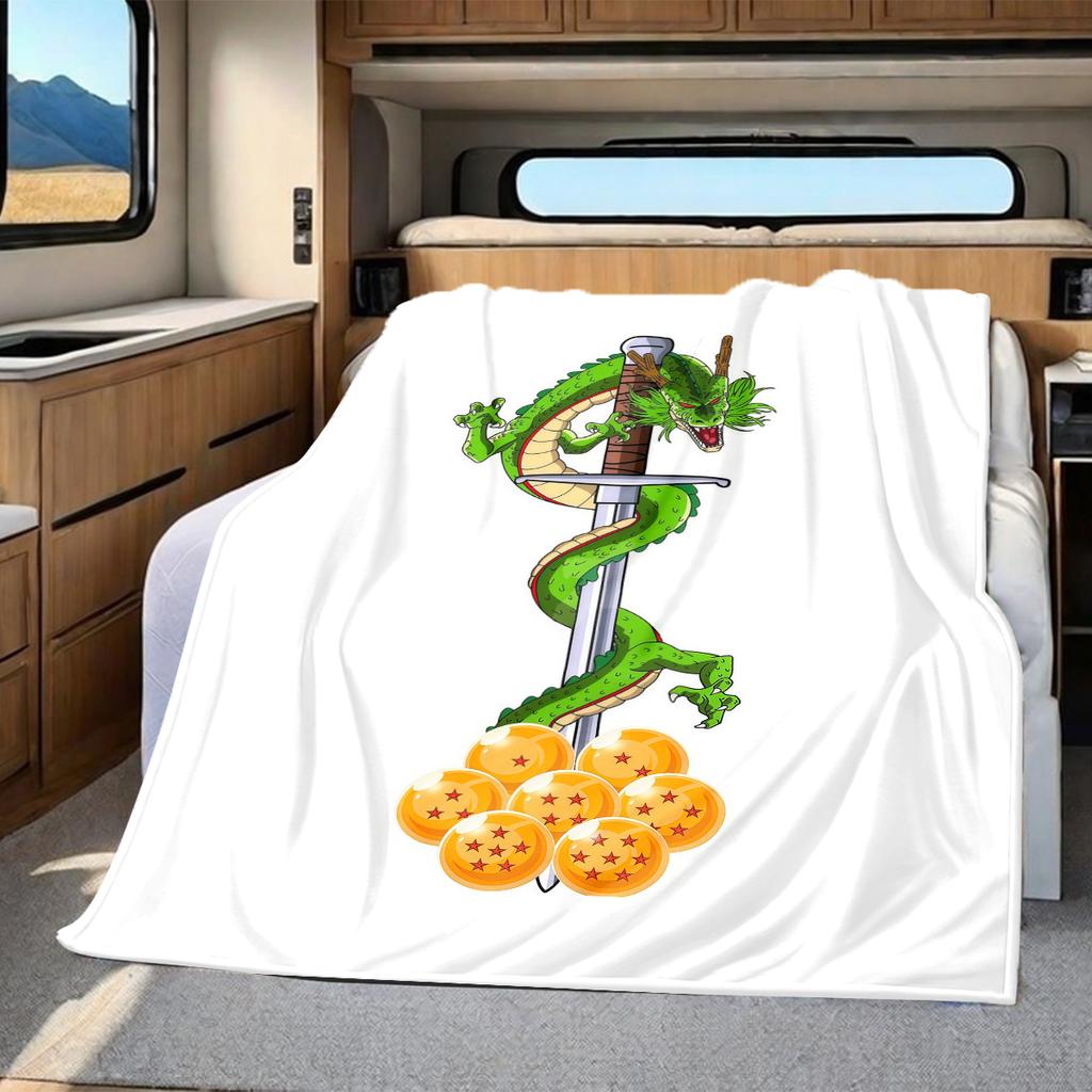 1 Stück Shenron Druck Flanelldecke, Hohe Qualität für alle Jahreszeiten, Heimdekoration, Wärme und Komfort, Perfekt für Weihnachtsgeschenke