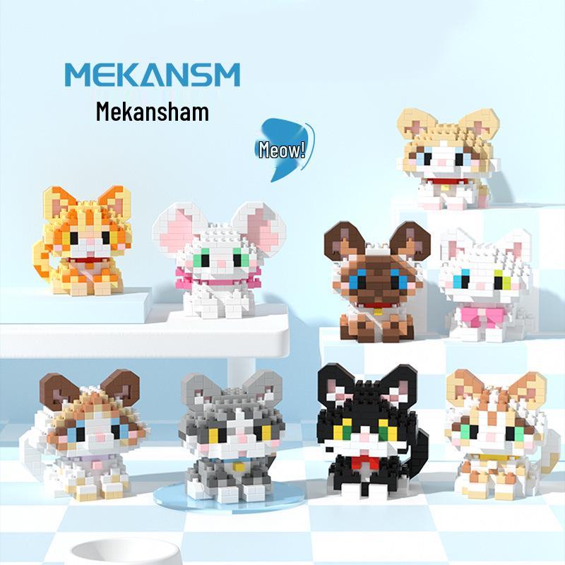 

Animal Building Blocks Set: Cat & Husky - Compatible with Major Brands, Educational Toy for Boys & Girls