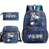 3pz Zaino Jujutsu Kaisen Ragazzi Ragazze Anime Mochila Zaino Scolastico Studente con Borsa a Tracolla Astuccio Viaggio Quotidiano Rucksack