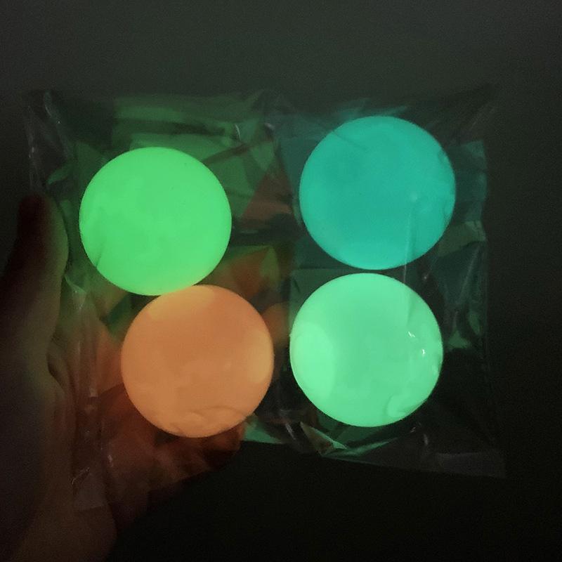 3/6Pcs Sticky Wall Balls Ceiling Balls Stress Relief Luminous Fun Decompression Sticky Ball Anxiety Relief Glowing Ceiling Balls