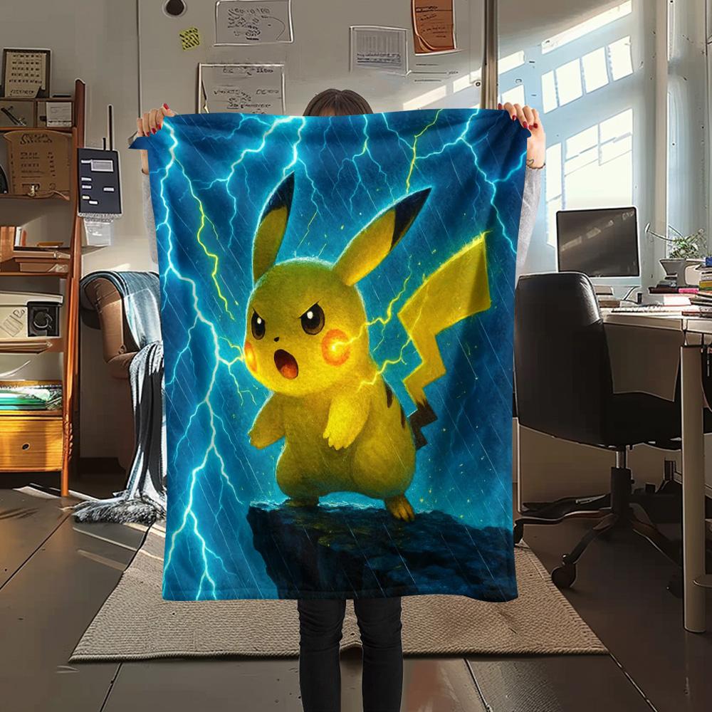 Pikachu  Print Flannel Blanket, High Quality Comfortable for All Seasons, Home Decor, Warmth and Comfort