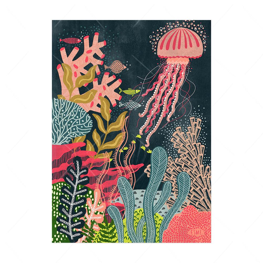 Palm Tree Tropical Botanical Wall Art Canvas Painting Picture Ocean Jellyfish Rainbow Posters Animal Birds Prints for Home Decor