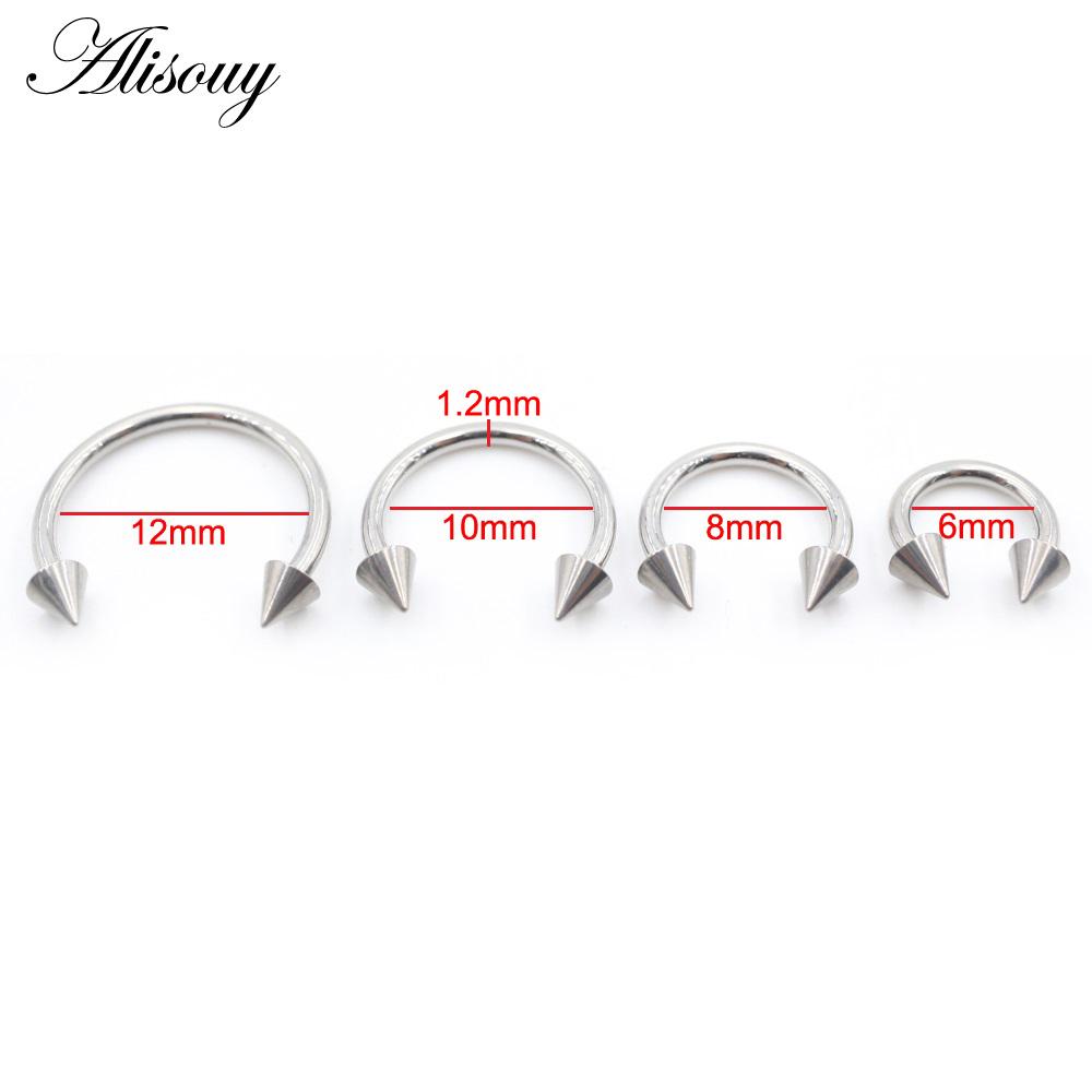 Alisouy 1PC Titanium Cone Internally Threaded Horseshoe Nose Ring Tragus Septum Helix Cartilage Earring Body Piercing Jewelry