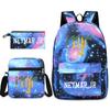 Mochila Escolar Estampada de Fútbol Bolso de Lápices Casual de 3 Piezas Mochila