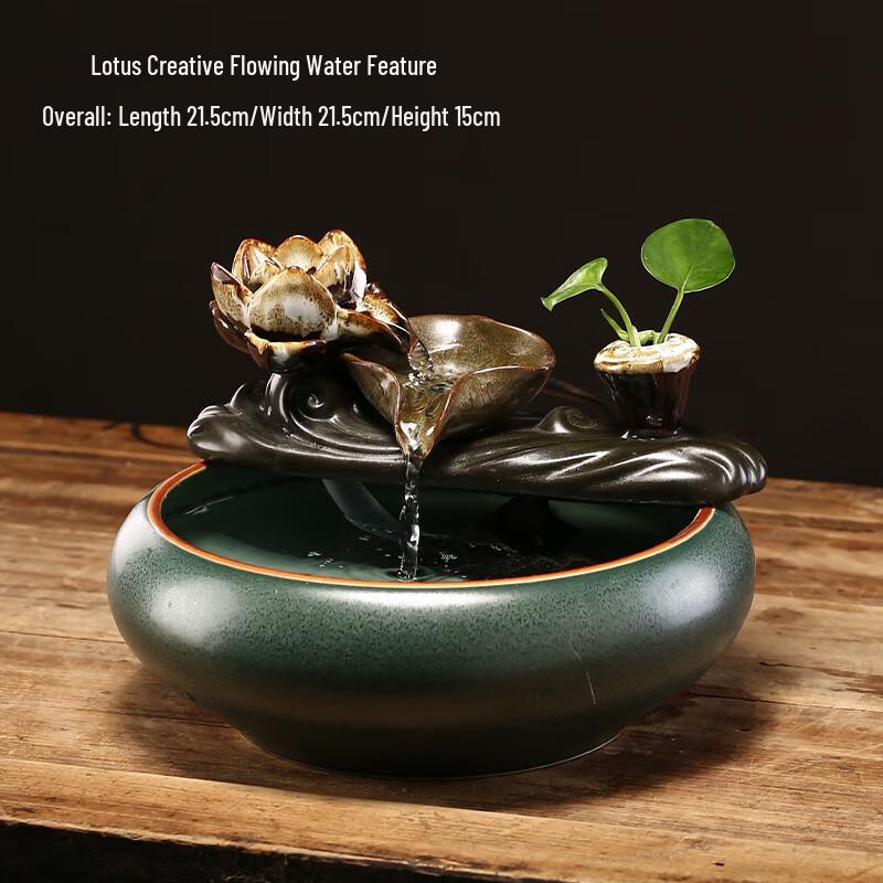 OIMG Ceramic Golden Lotus Water Feature