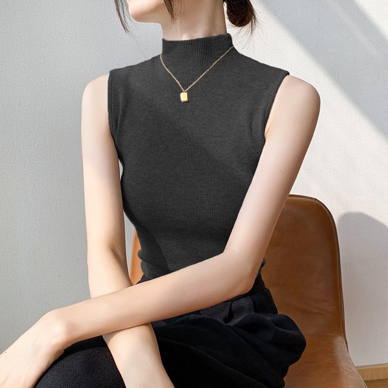 Frühlingsneue, halbhohe, ärmellose Slim-Fit-Strickweste für Damen