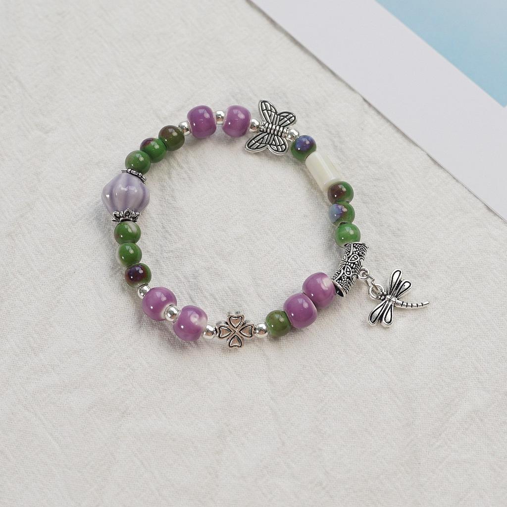 Ceramic beaded bracelet small fresh ancient style national style simple bracelet summer