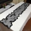 Halloween Party Essential 13x68inch Table Runner, Black Polyester with Spooky Spiders Webs and Bat Decorations