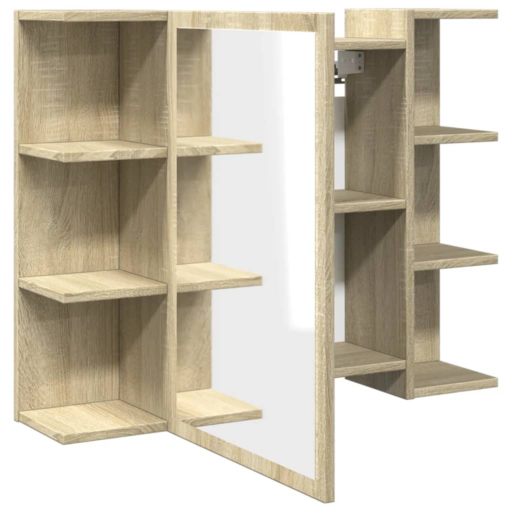 Badezimmer-Spiegelschrank, Badezimmer-Hänge-Badewannenspiegel Mit Ablagefach Hinter Dem Spiegel, 80x20,5x64 Cm Holzwerkstoffplatte