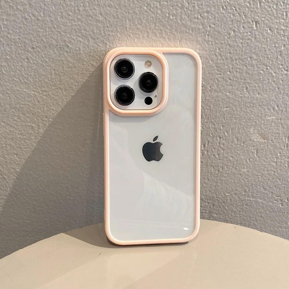 Transparent Candy Color Bumper Phone Case For iPhone 16 Pro Max 15 14 13 12 11 XR XS X 7 8 Plus mini SE3 Soft Shockproof Cover