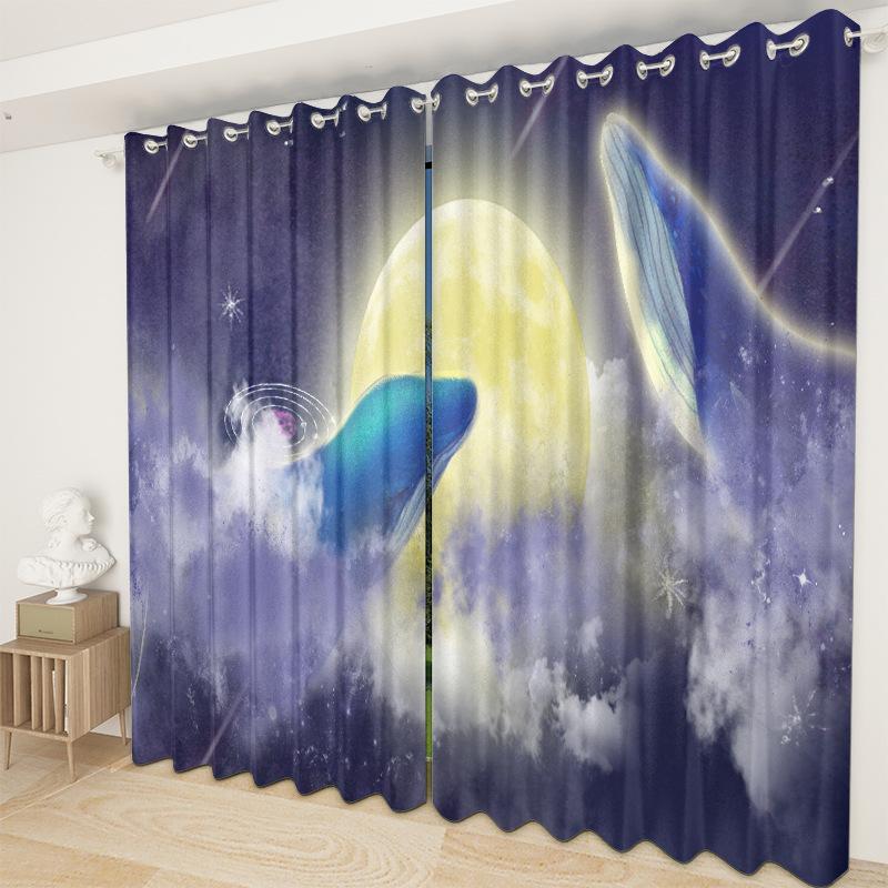 Ocean Curtain Bedroom Living Room Balcony Blackout Curtain Office Hotel Insulation Curtain