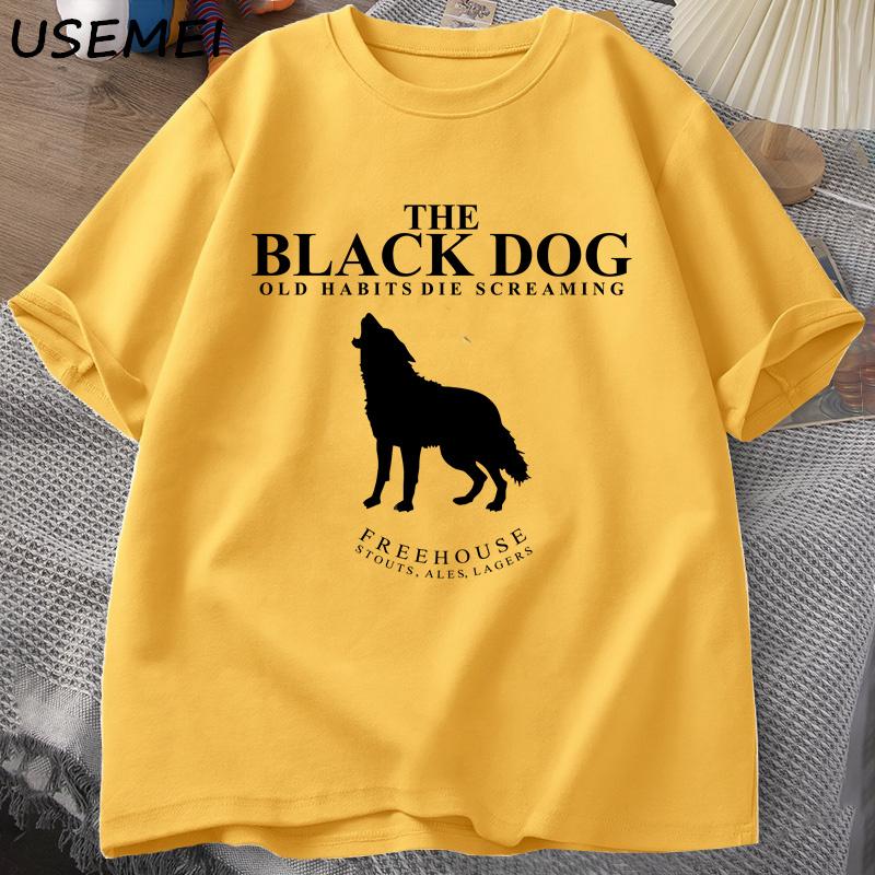 The Black Dog Old Habits Die Screaming T Shirt for Women Men Tortured Poets Department T-shirt Animal Dog Lover Tshirt Cotton