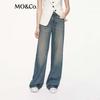 MO&Co. Women's Mid-Rise Straight-Leg Denim Trousers