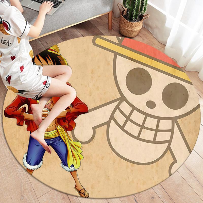 One Piece Monkey D Luffy Round Area Rug Carpet Rug For Living Room Bedroom Sofa Playroom Decor Nonslip Floor Mat