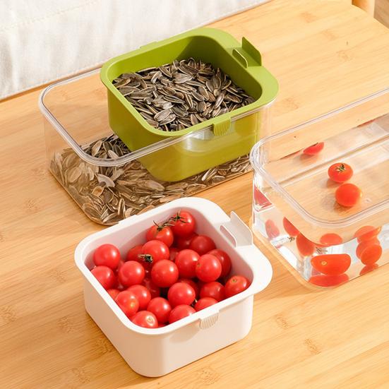 2-Layer Snack Box Fruit Bowl with Drain Basket Desktop Snack Bowl with Phone Holder Slot for Enjoying Nuts Candies Desserts Fruits