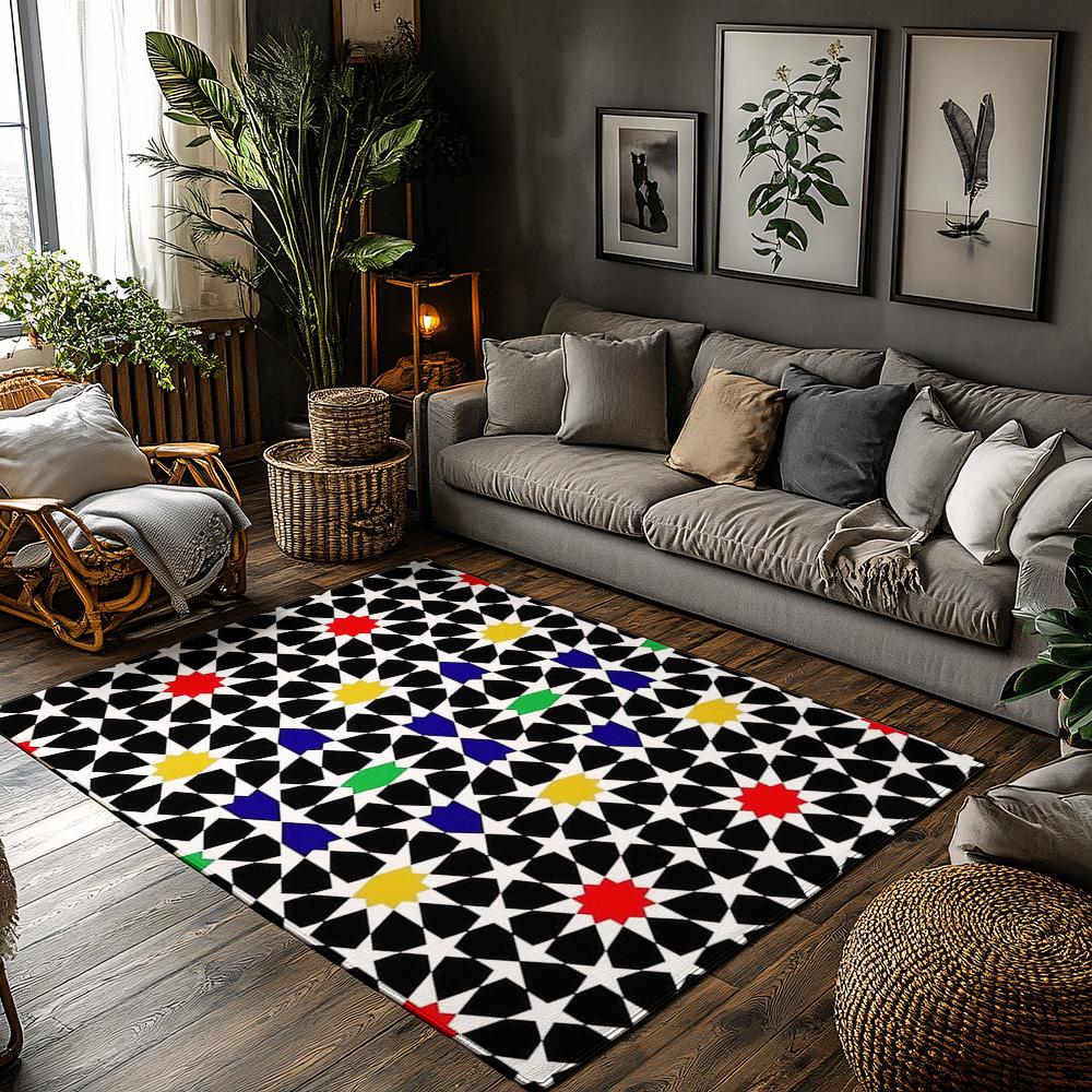 

Geometric Pattern Floor Mat Washable Non Slip Area Rug Modern Home Decor Indoor Outdoor Welcome Doormat Stylish Entrance Rug Con 60x90cm