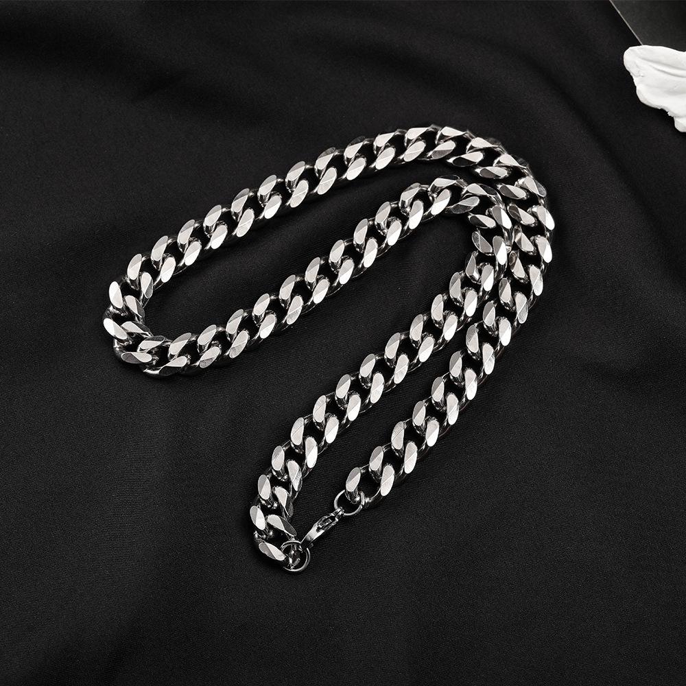 Cuban Link Titanium Steel Necklace - Thick Chain, European & American Hip Hop Style, Unisex Trend, Six-Sided Design