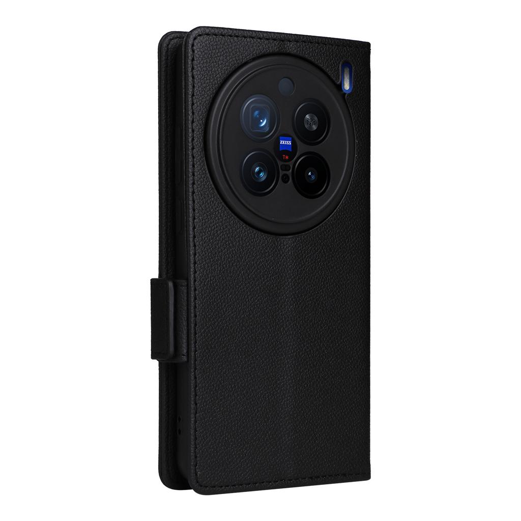 For vivo X200 Pro 5G Case with Wrist Strap Litchi Texture PU Leather Wallet Phone Cover