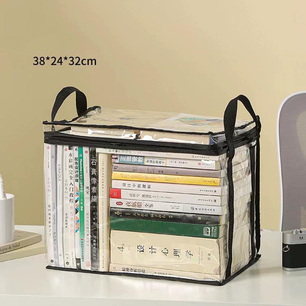 Foldable Large Capacity Storage Bag, Student Dormitory Book Organizer Transparent Waterproof Home Book Organizer and Storage Box