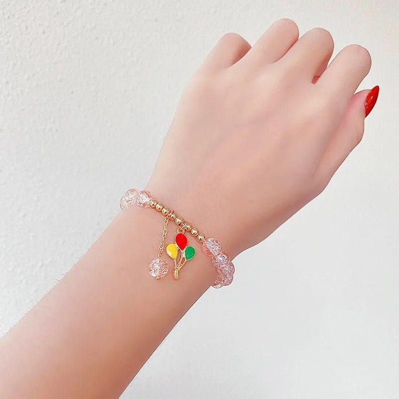 Korean Cartoon Rabbit Glass Beaded Adjustable Bracelet for Women Fashion Flower Starfish Dolphin Bracelets Jewelry Accessories