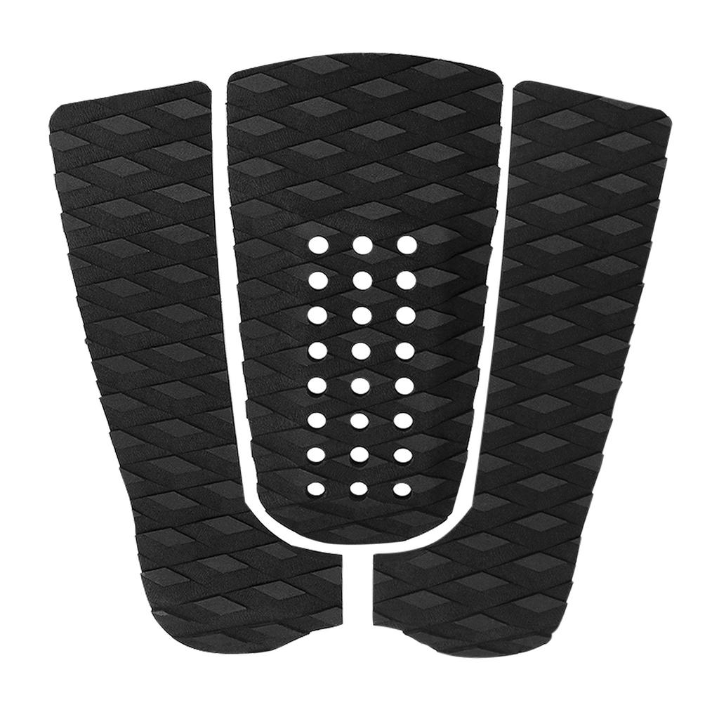 3Pcs Surfing Surfboard Anti Slip Traction Pad Tailpad Deck Grip (Black)