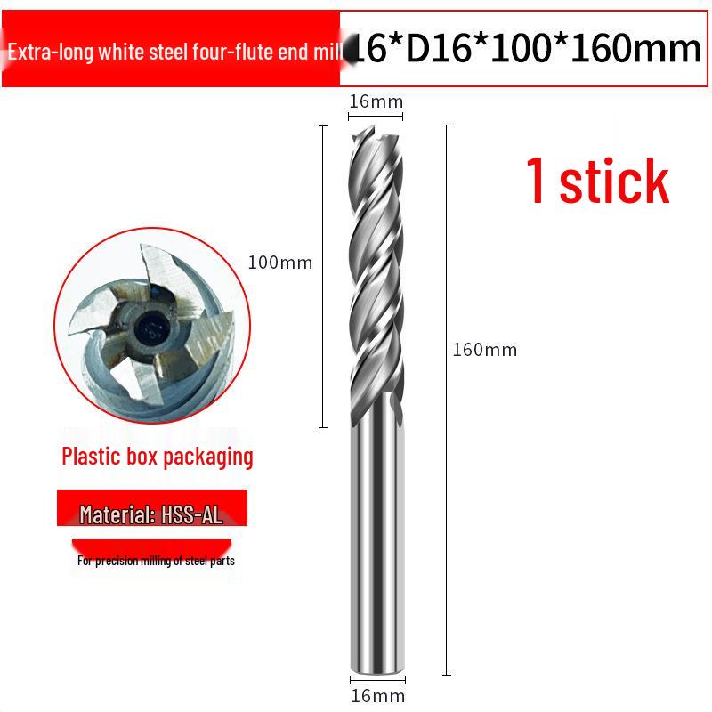 615 Aluminum Alloy CNC Tool: High-Speed Steel 4-Flute Extended End Mill with 3-Flute Milling Cutter