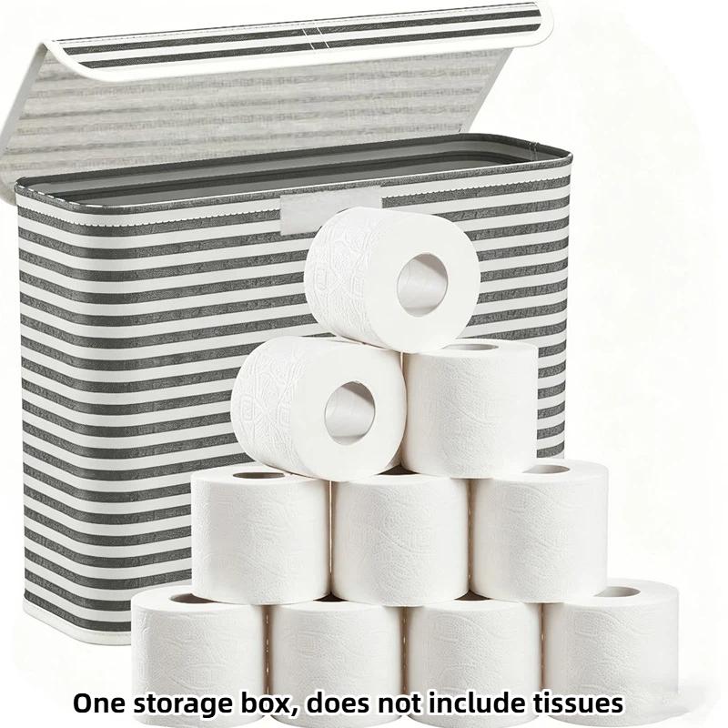 Foldable Toilet Paper Holder With Lid Large Capacity Space-Saving Bathroom Organizer Clear Window Toilet Paper Storage Box