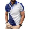 Men's Fashionable Slim-Fit Colour-Blocked Collared T-Shirt Polo Shirt