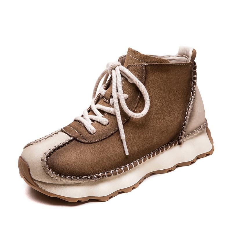 Fashion GKTINOO 2025 New Spring Genuine Leather Sneakers Women Shoes Lace-up Platform Flat Handmade Leisure Comfortable Ladies Shoes