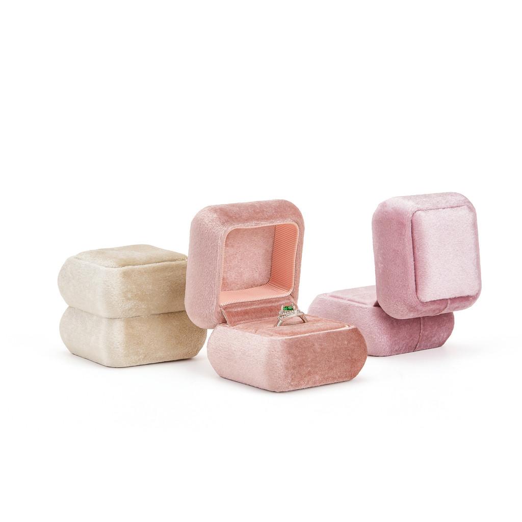 Velvet Ring Box With Rounded Edges For Jewelry Packaging Gift For Engagement