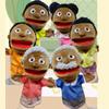 Family Hand Puppet Black Skin Open Mouth Father Mother Son Daughter Glove Kindergarten Educational Teaching Toy Dolls Kids Gifts