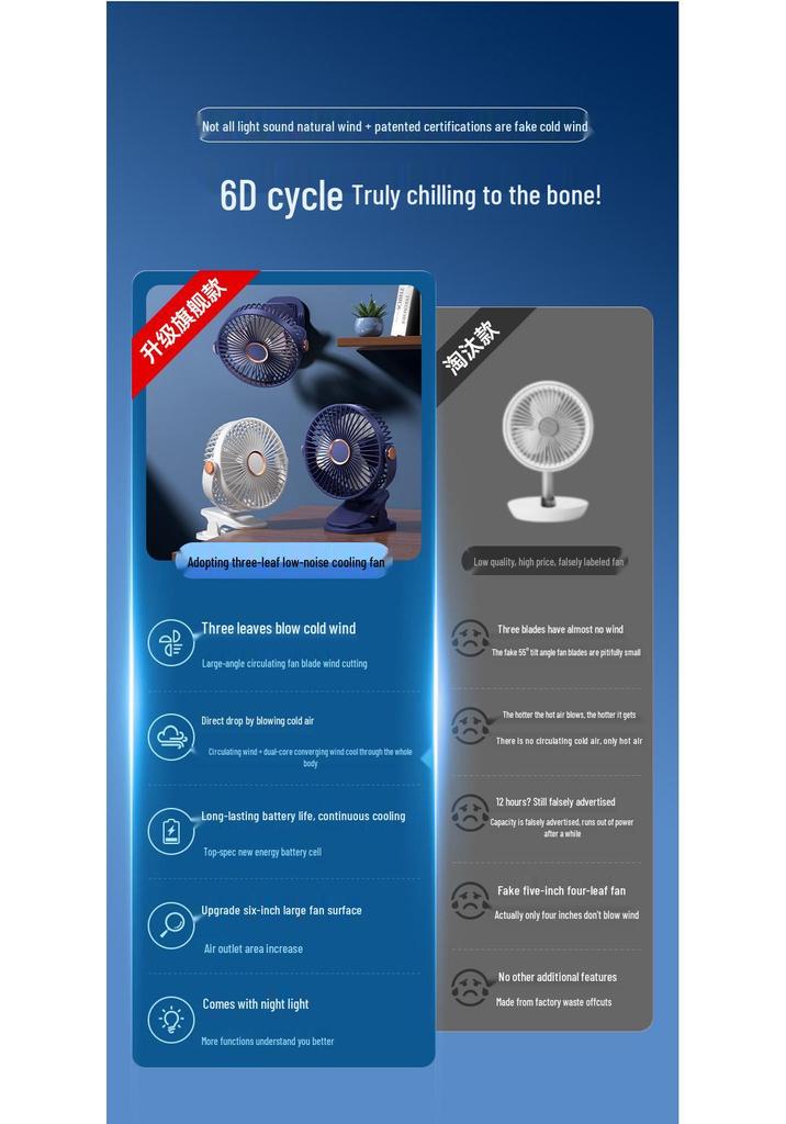 Portable Silent Desktop Fan: Handheld, Rechargeable, 3-Speed, Customizable, Powerful Wind for Dormitories