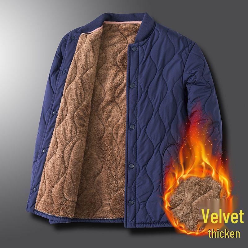 Men's Lambswool Cotton Winter Jacket - Middle-aged Father's Warm Loose Coat with Thick Velvet Liner