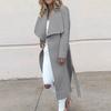 Womens Winter Lapel Button Long Trench Coat Jacket Ladies Overcoat Outwear
