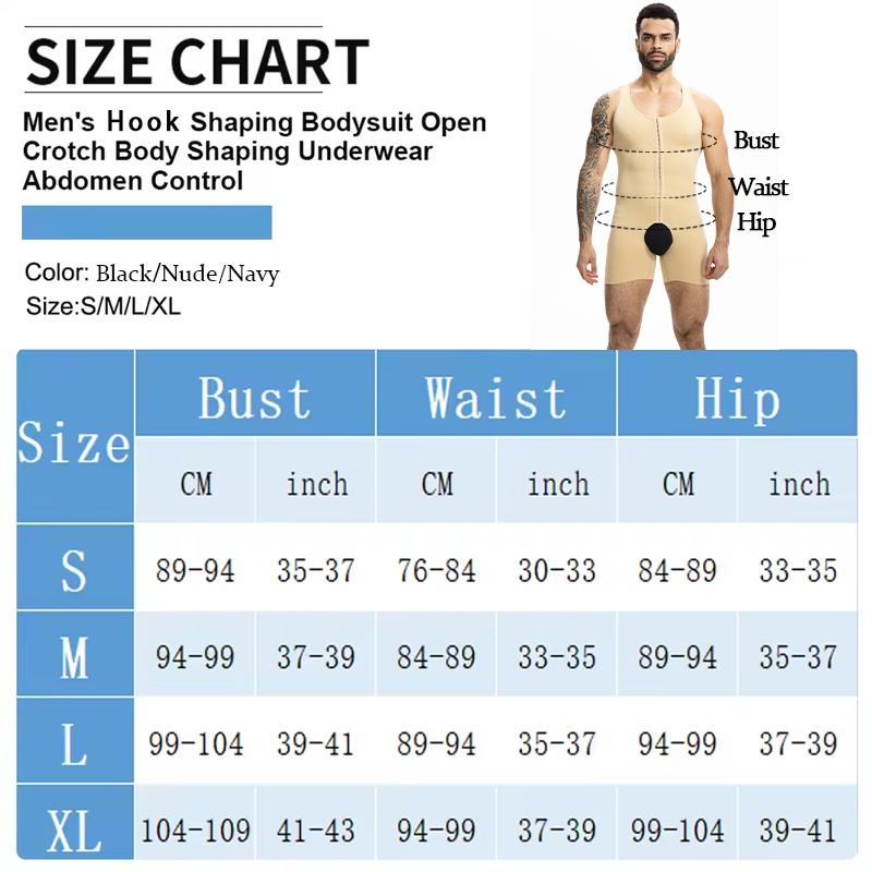 Herren Premium Kompressions Formwäsche Ärmellos Ganzkörperformer Bauchkontrolle Bodysuit Offener Schritt Po-Lifter Haken Unterwäsche Schlankmachende Weste