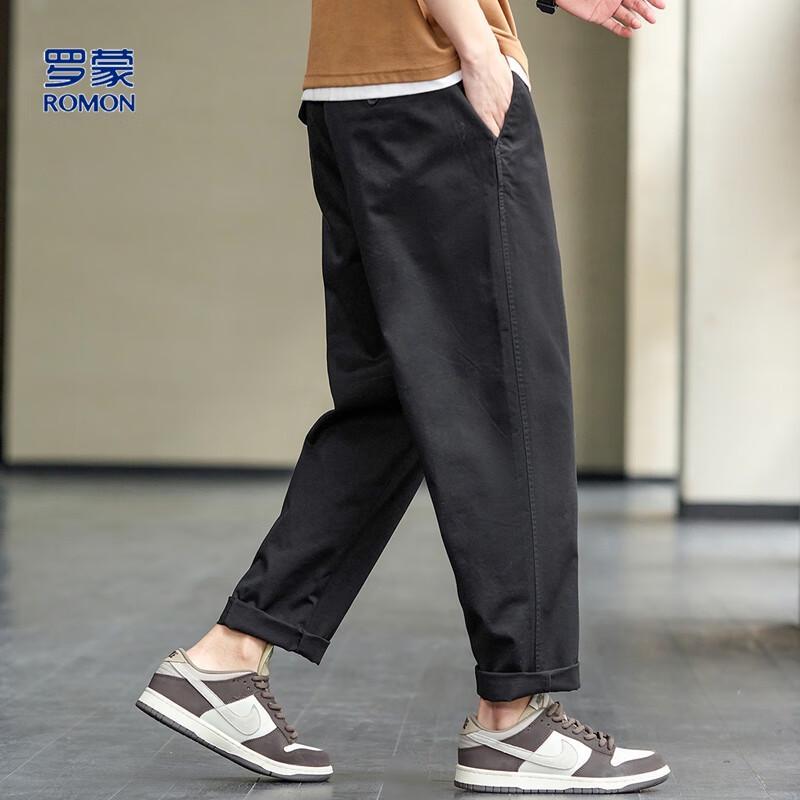 ROMON Men's Summer Casual Straight-Leg Pants with YKK Zipper