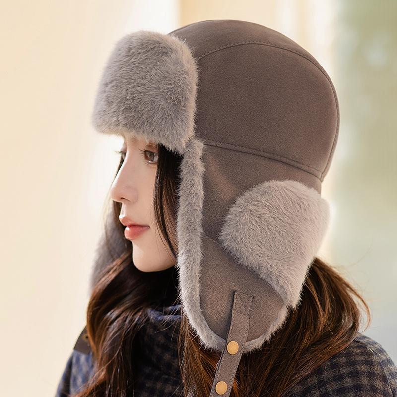 Unisex Sports Balaclava Hat with Ear Warmer - Furry Thermal Trapper Hat with Elasticity for Winter Outdoor Activities