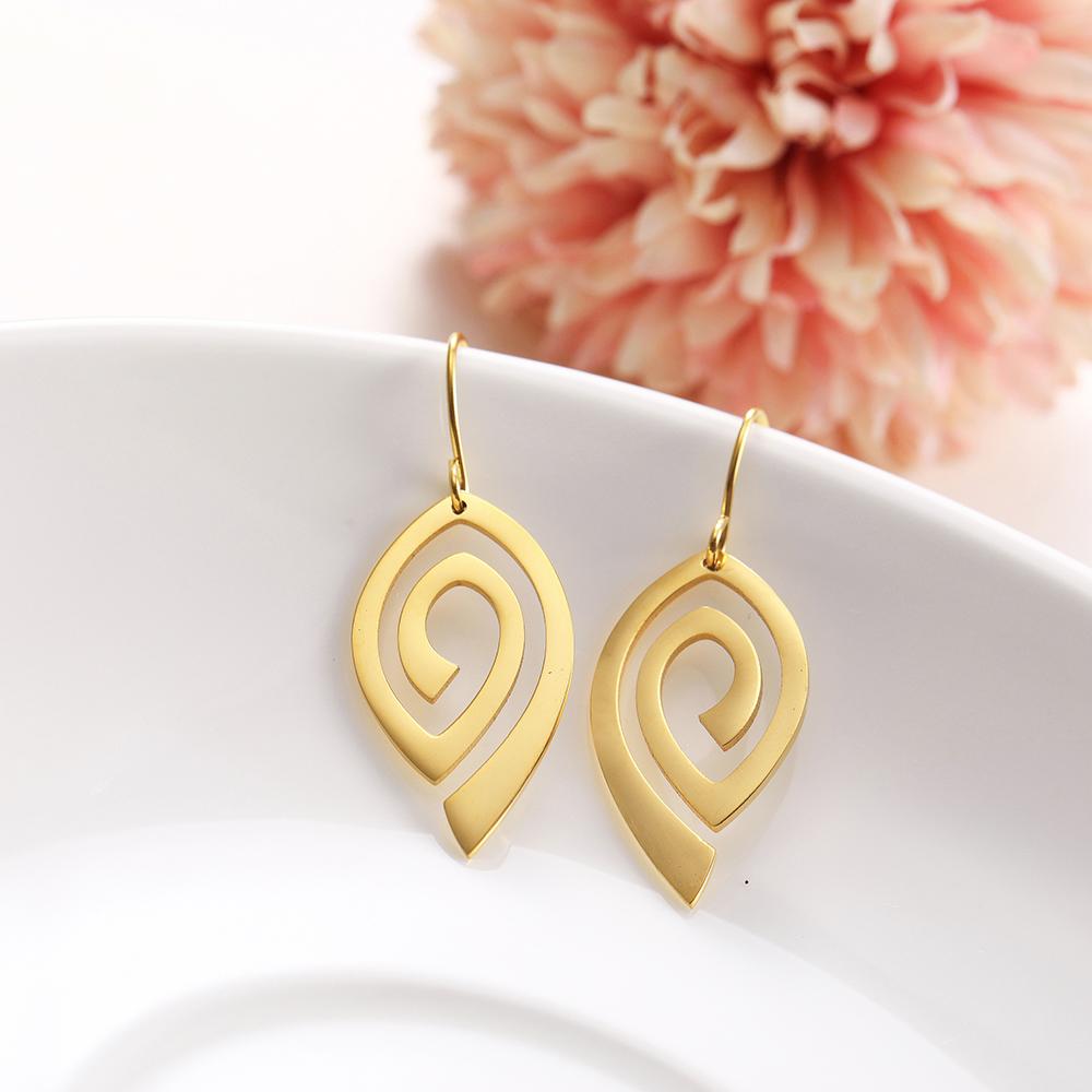 Stainless Steel Spiral Swirl Drop Earrings for Women Gold BlackGeometric Dangle Earring Jewelry
