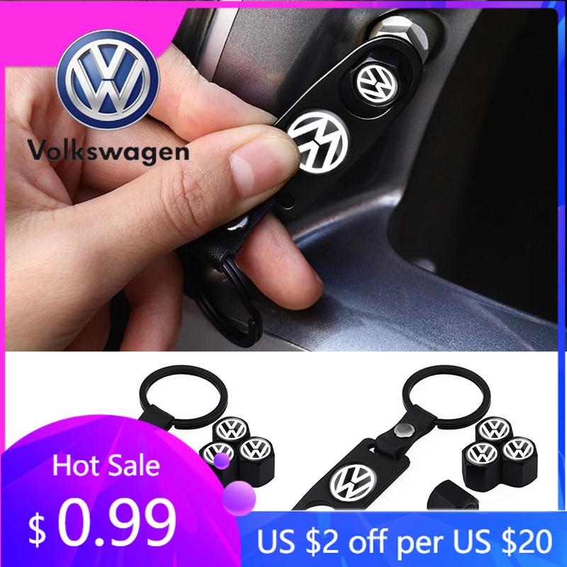2026 Heiß Für Volkswagen VW Auto Zubehör Metall Rad Reifen Ventilkappen Mit Schraubenschlüssel Schlüsselanhänger Für Volkswagen Golf Jetta Tiguan Tou