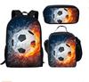 Set Scolastico Tre Pezzi Zaino Borsa Portapenne Borsa Pranzo Zaino con Immagini Street Tide Pallacanestro Calcio Set Zaino