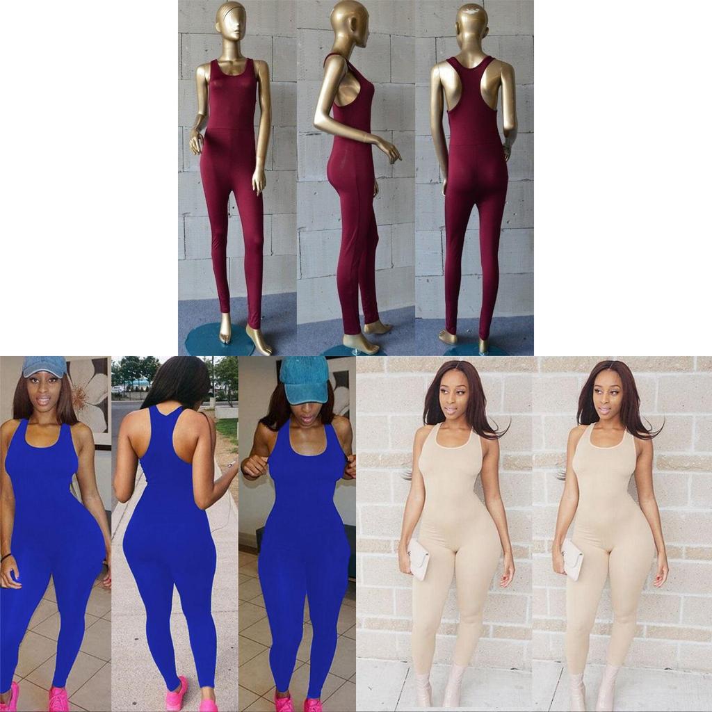 Us Sexy Damen Freizeit Ärmelloser Bodycon Strampler Overall Mit Eleganten Langen Hosen
