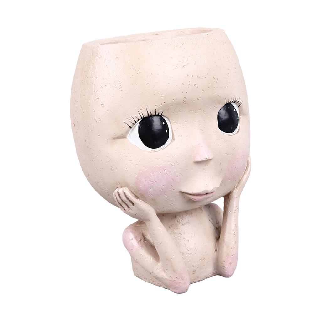 Ansiktskrukor Stor Kaliber Harts Dräneringshålsdesign Kreativt Huvud Suckulentplanteringskruka för