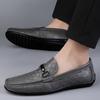 High Quality Men's Comfortable Top Layer Cowhide Soft Soled Bean Shoes, Fashionable Outdoor Men's Spring New Casual Loafers