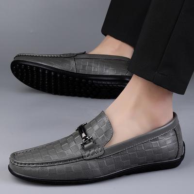 Fashion 2025 High Quality Men's Comfortable Top Layer Cowhide Soft Soled Bean Shoes, Fashionable Outdoor Men's Spring New Casual Loafers